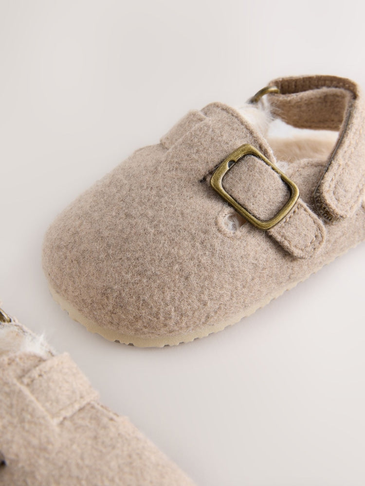 Neutral Baby Faux Lined Clog Shoes (0-2mths)