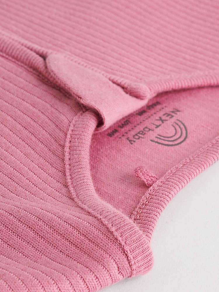 Pink 3 Pack Two Way Zip Baby Sleepsuits (0-2yrs)