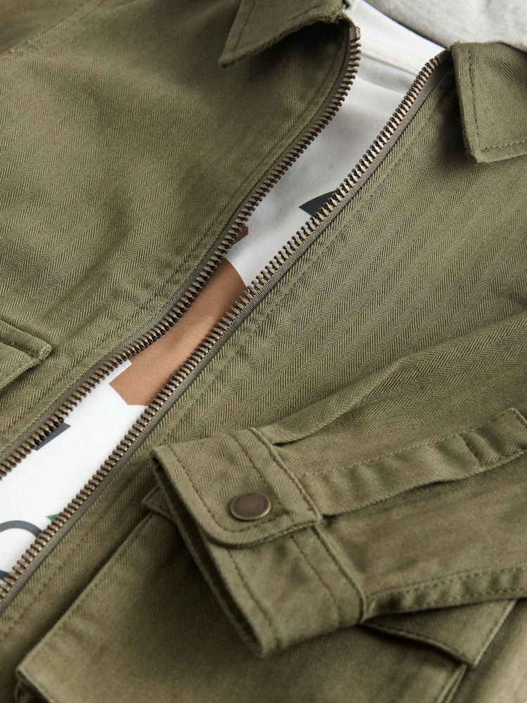 Khaki Green Hooded Overshirt and T-Shirt Set 2 Piece (3mths-7yrs)