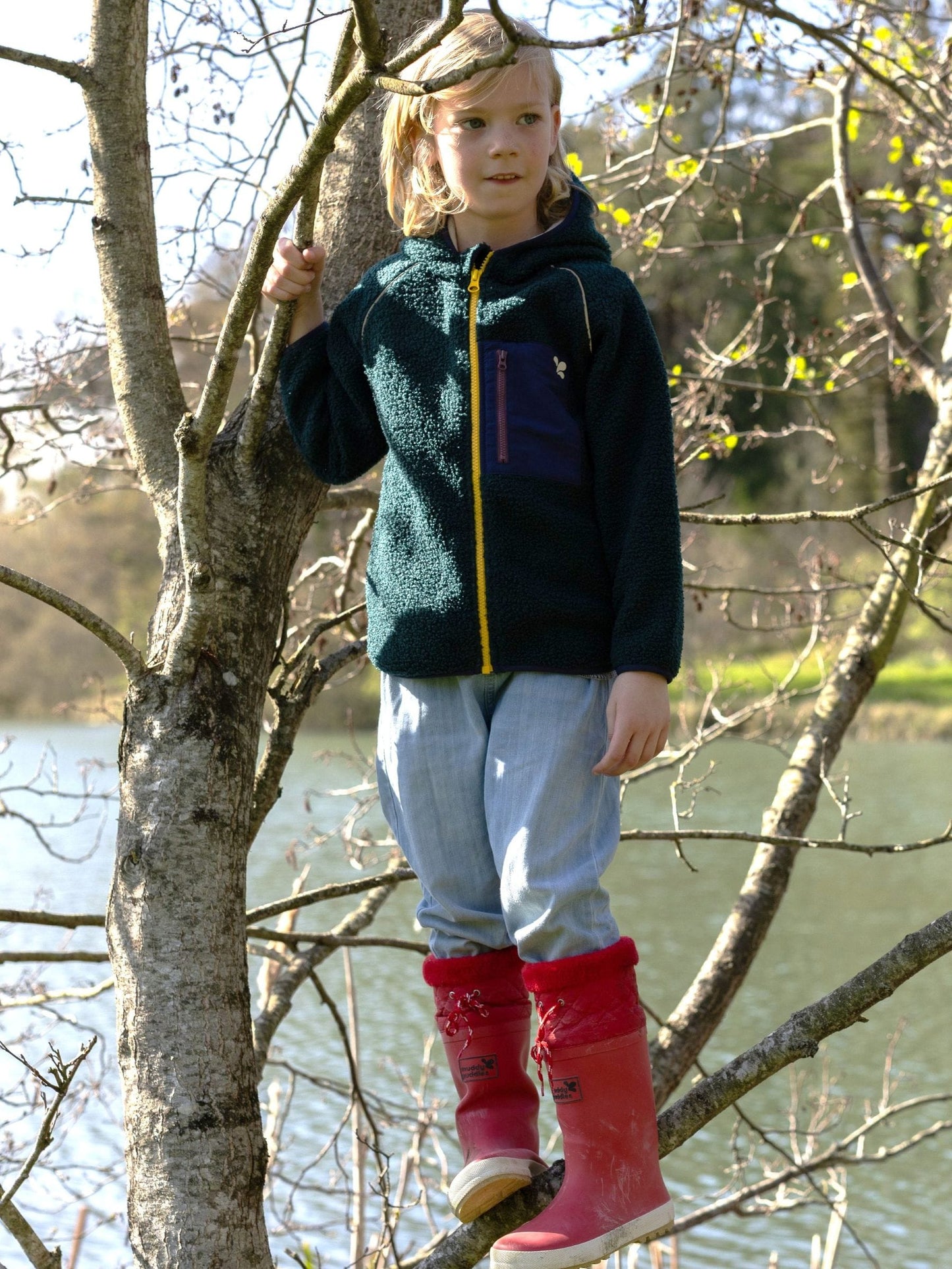 Dsiney Kidz - Muddy Puddles Green Borg Fleece Zip Jacket image 1