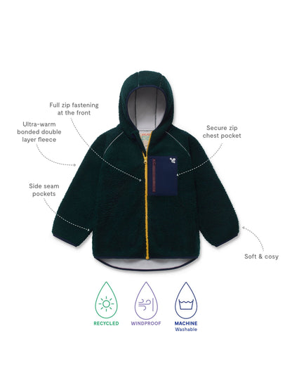 Dsiney Kidz - Muddy Puddles Green Borg Fleece Zip Jacket image 4