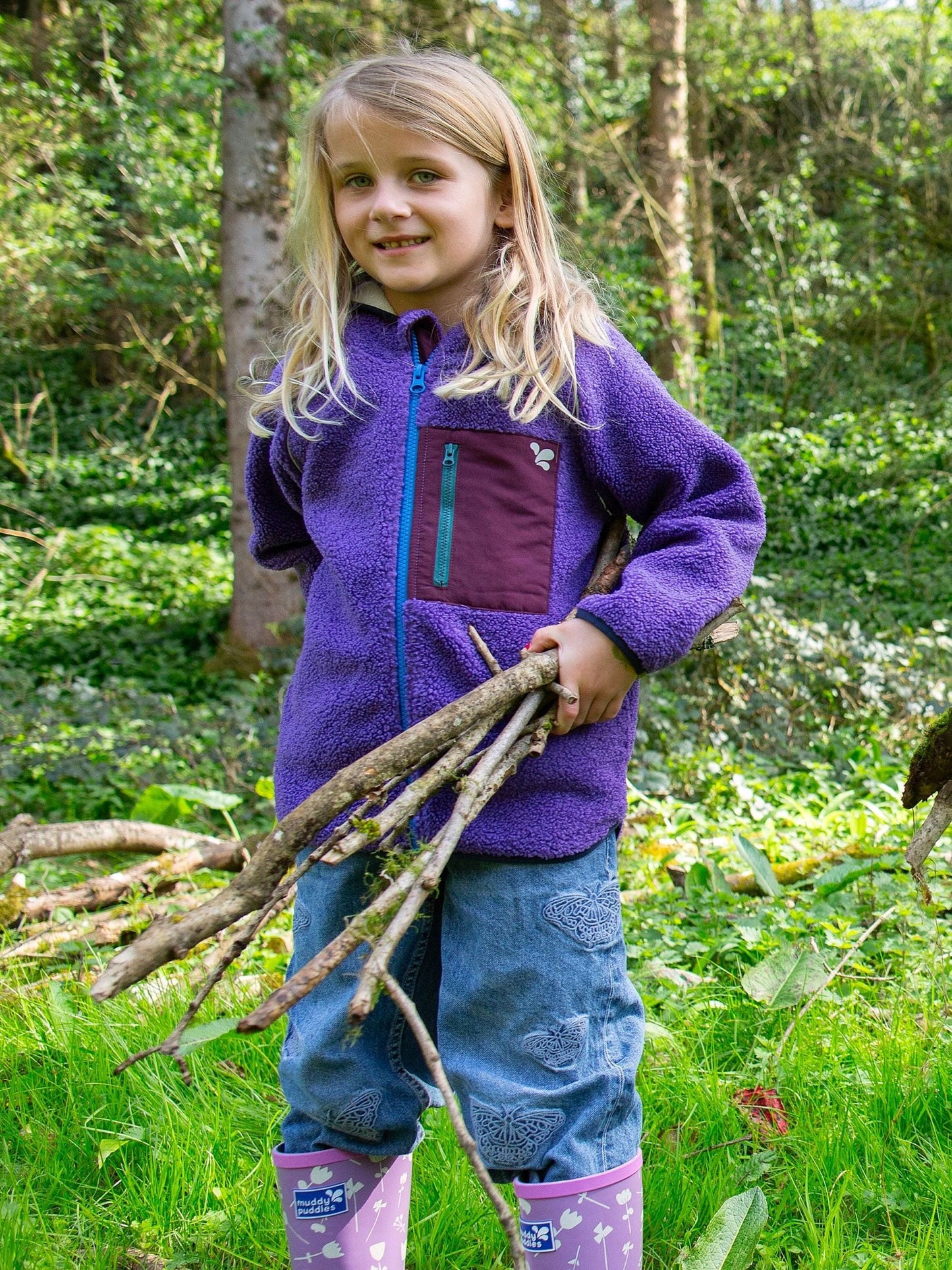 Dsiney Kidz - Muddy Puddles Purple Borg Fleece Zip Jacket image 2