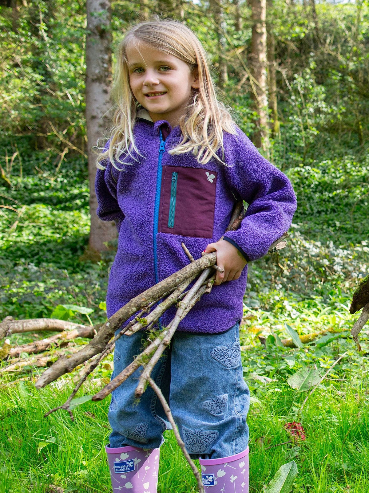 Dsiney Kidz - Muddy Puddles Purple Borg Fleece Zip Jacket image 2