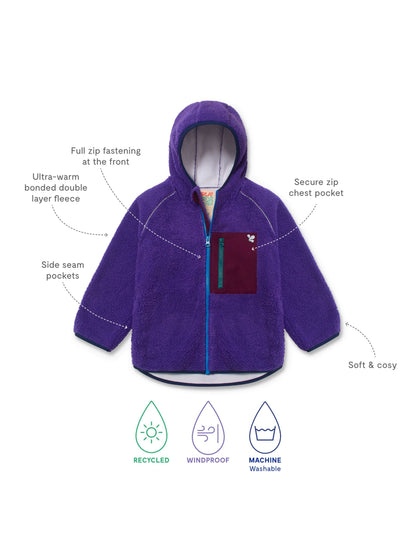 Dsiney Kidz - Muddy Puddles Purple Borg Fleece Zip Jacket image 4