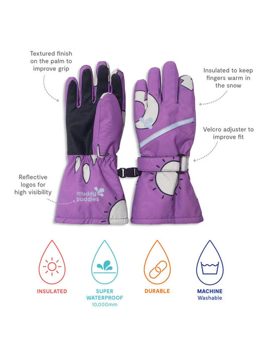 Muddy Puddles Purple Waterproof Ski Gloves - image 2