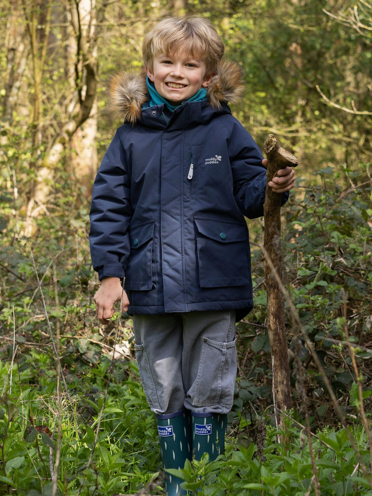 Muddy Puddles Navy Blue Waterproof Parka Jacket - image 1