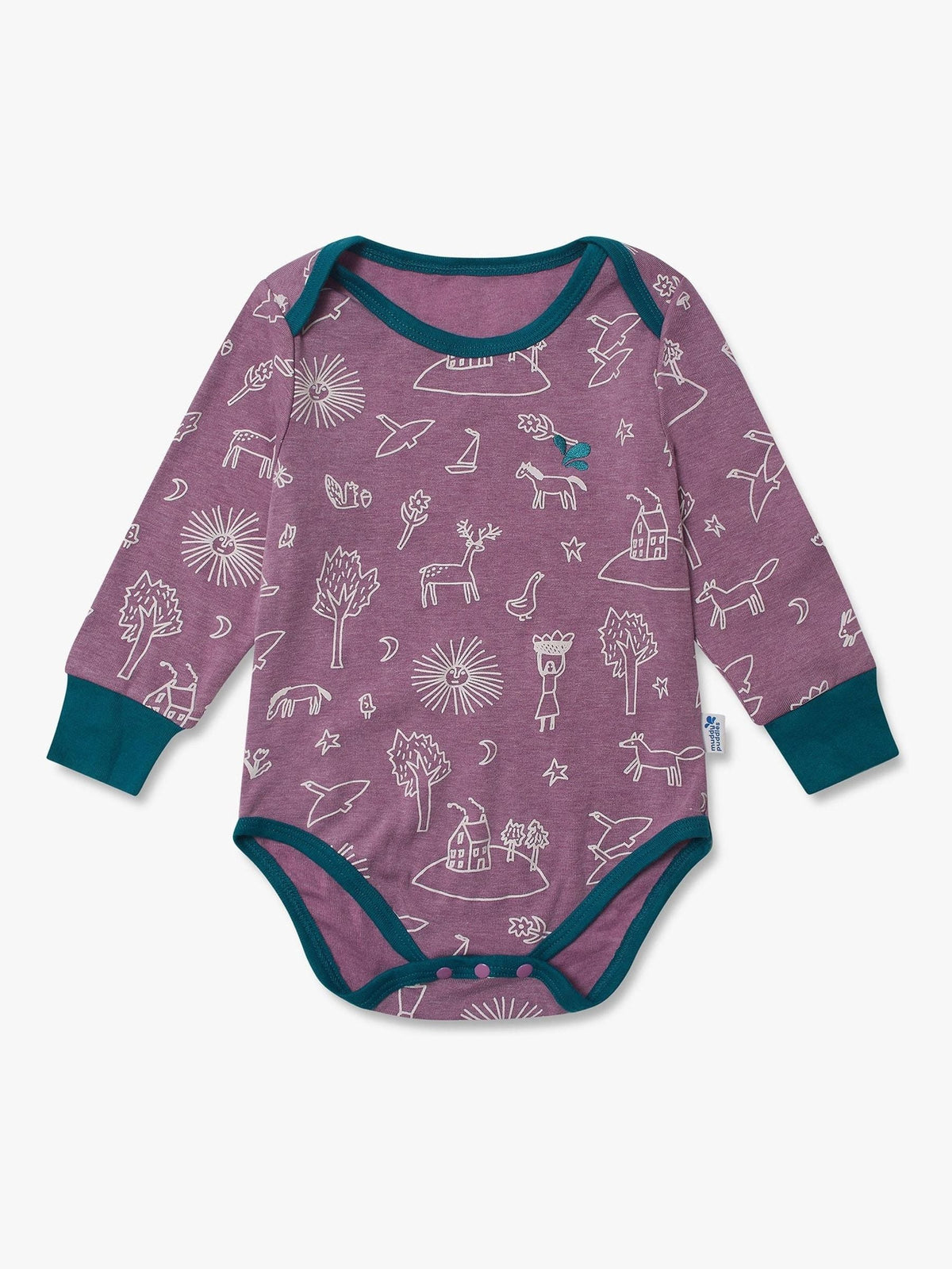 Dsiney Kidz - Muddy Puddles Purple Thermal Baselayer Babygrow image 1