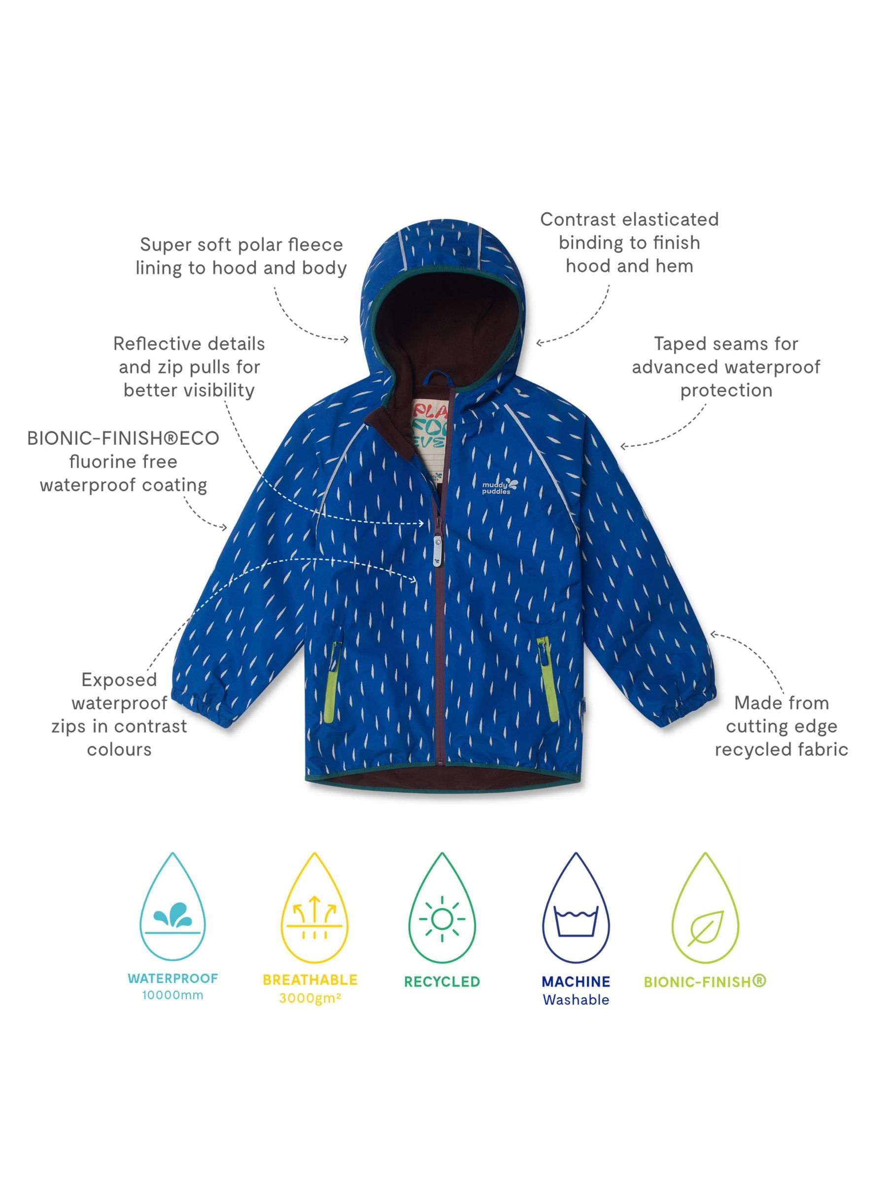 Dsiney Kidz - Muddy Puddles Blue Waterproof EcoSplash Jacket image 7