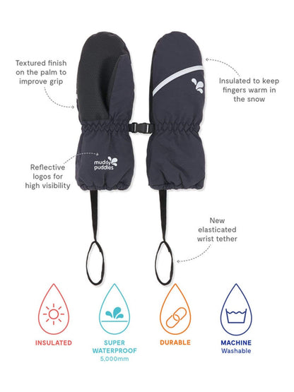 Muddy Puddles Navy Blue Waterproof Kids Ski Mittens - image 3