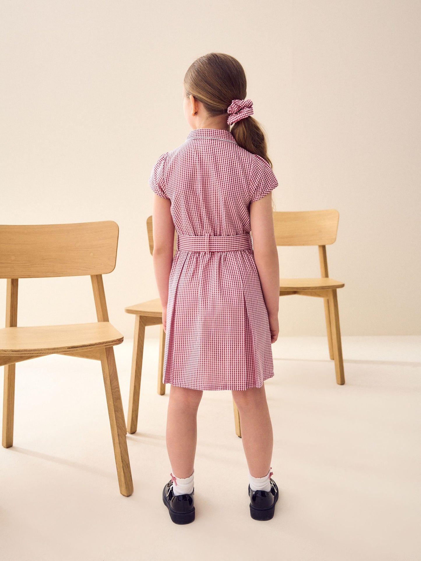 Red Gingham Cotton Rich Belted School Dress with Scrunchie (3-14yrs) image 5