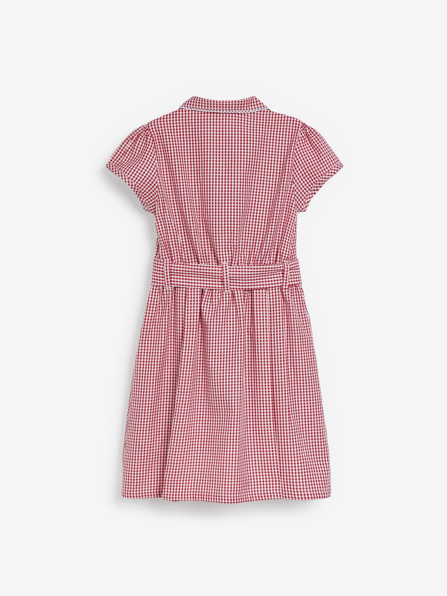 Red Gingham Cotton Rich Belted School Dress with Scrunchie (3-14yrs) image 8
