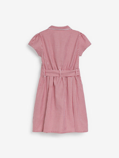 Red Gingham Cotton Rich Belted School Dress with Scrunchie (3-14yrs) image 8