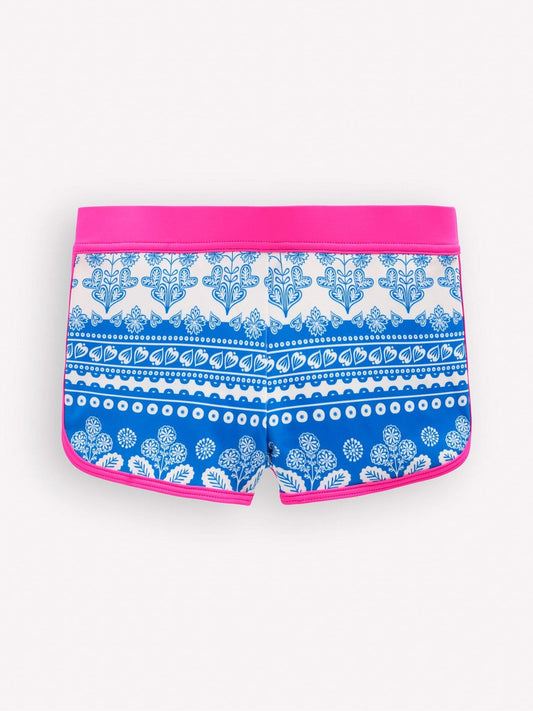 Boden Blue Patterned Swim Shorts image 1