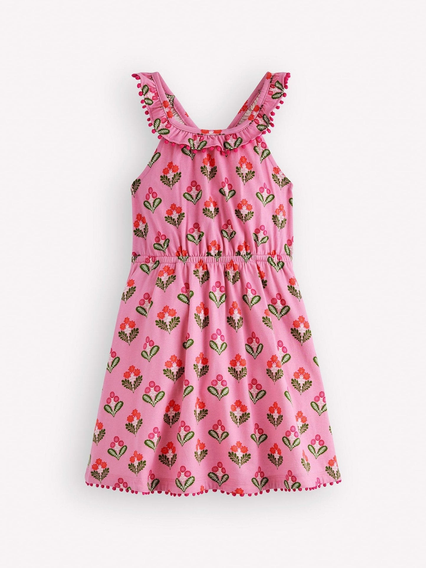 Boden Pink Ruffle Neck Trim Dress image 1