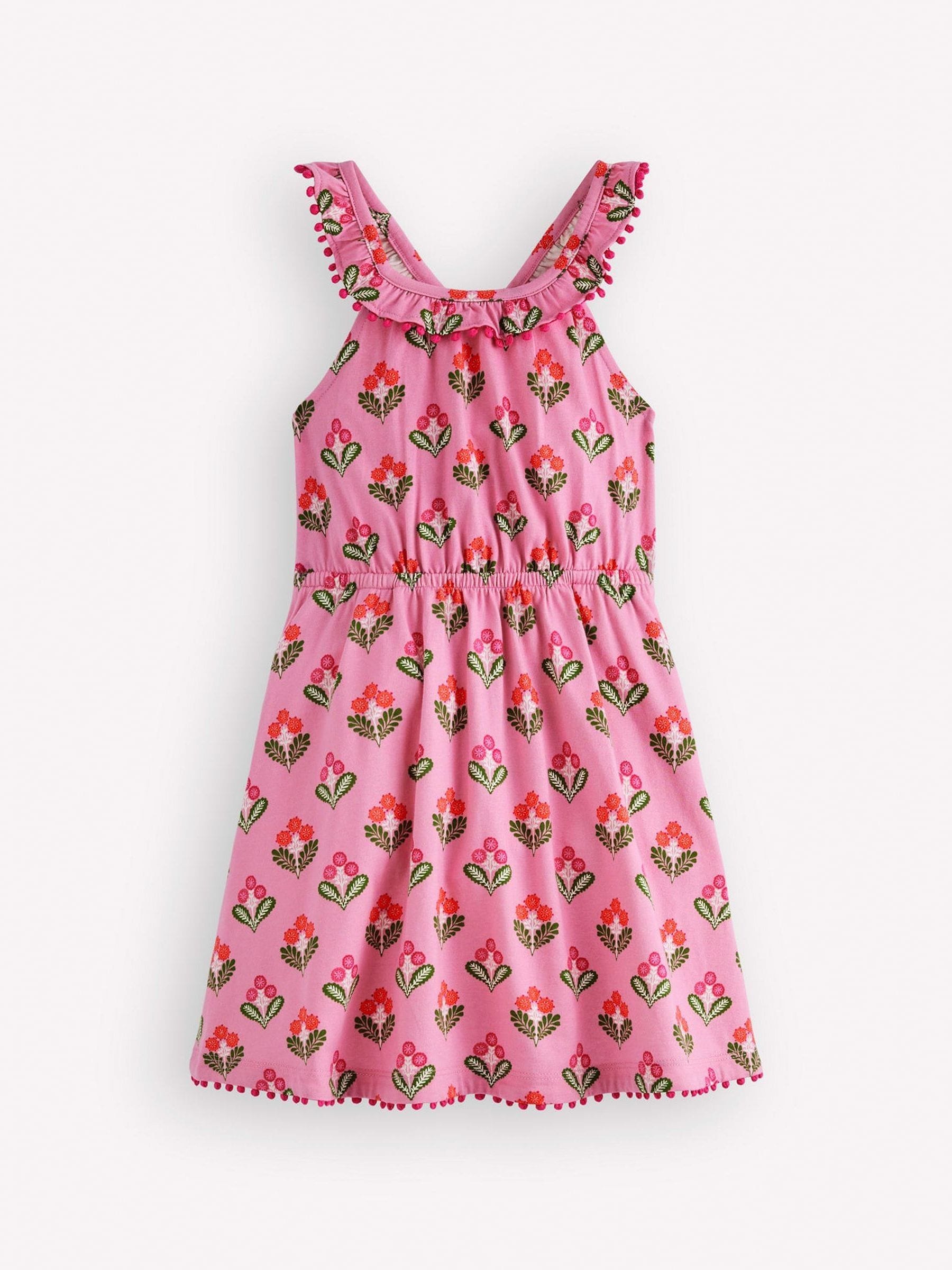 Boden Pink Ruffle Neck Trim Dress image 1