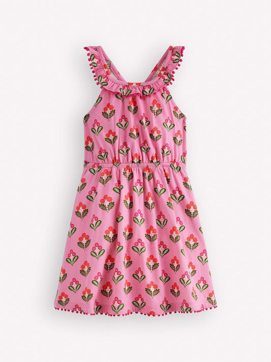 Boden Pink Ruffle Neck Trim Dress image 1