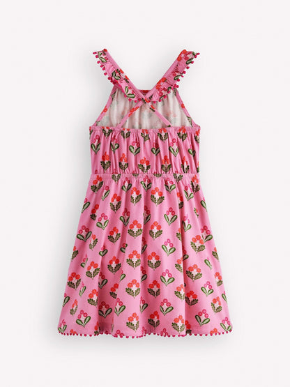 Boden Pink Ruffle Neck Trim Dress image 2