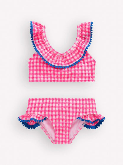 Boden Pink Frill V-Neck Bikini Set image 1