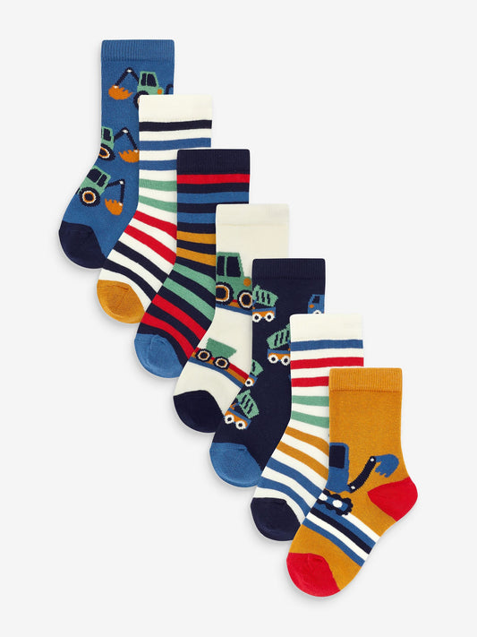 Multi Stripe Transport Cotton Rich Socks 7 Pack image 1