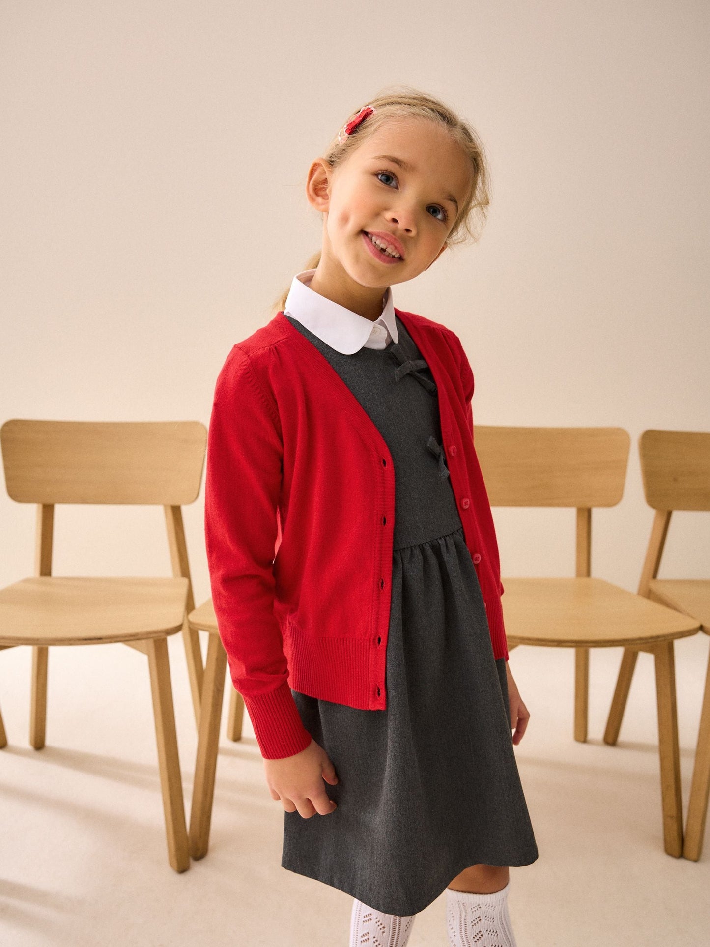 Dsiney Kidz - Red Cotton Rich School V-Neck Cardigan (3-16yrs) image 1