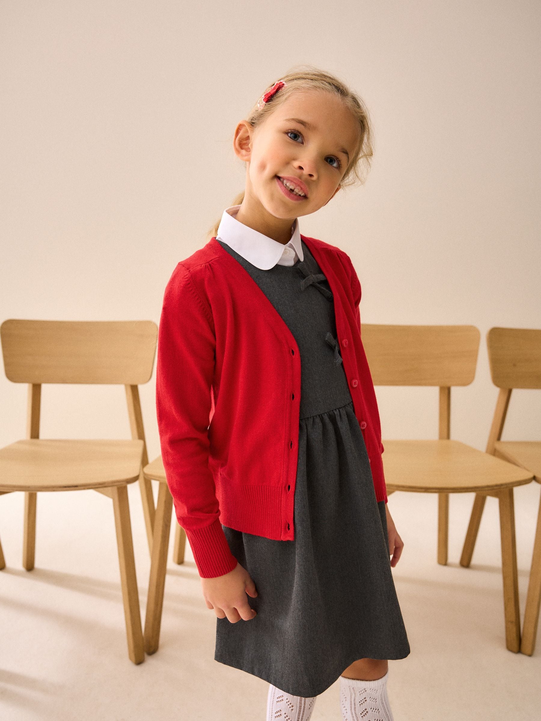 Dsiney Kidz - Red Cotton Rich School V-Neck Cardigan (3-16yrs) image 1