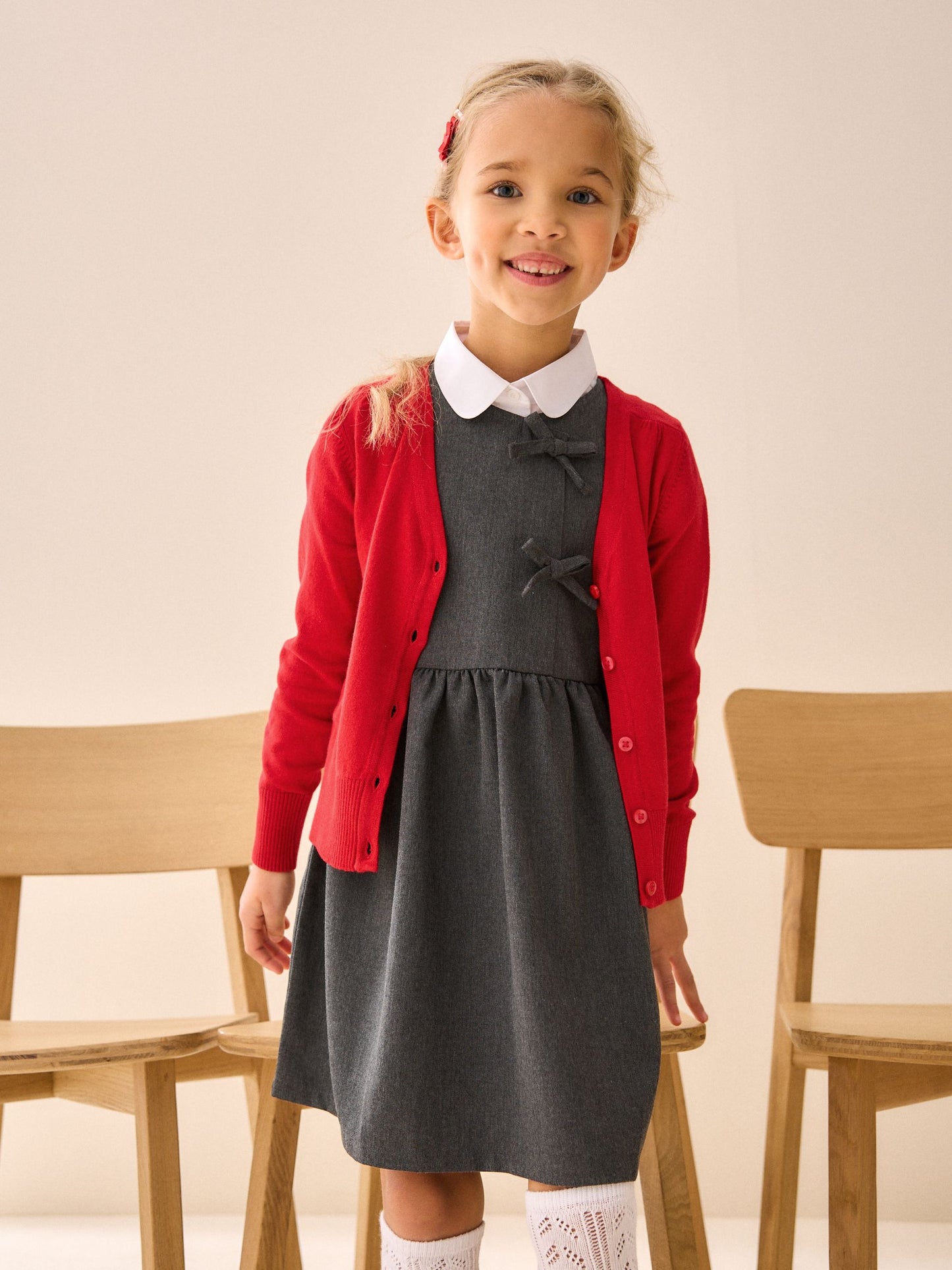 Dsiney Kidz - Red Cotton Rich School V-Neck Cardigan (3-16yrs) image 2