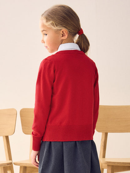 Dsiney Kidz - Red Cotton Rich School V-Neck Cardigan (3-16yrs) image 5