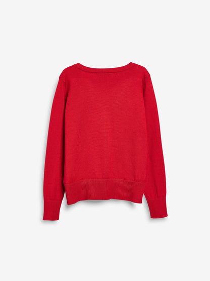 Dsiney Kidz - Red Cotton Rich School V-Neck Cardigan (3-16yrs) image 8