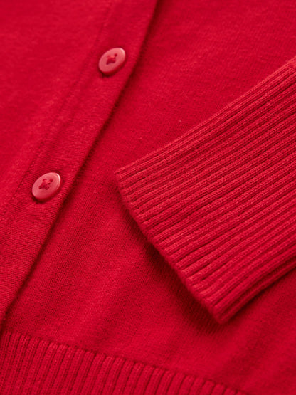 Dsiney Kidz - Red Cotton Rich School V-Neck Cardigan (3-16yrs) image 9