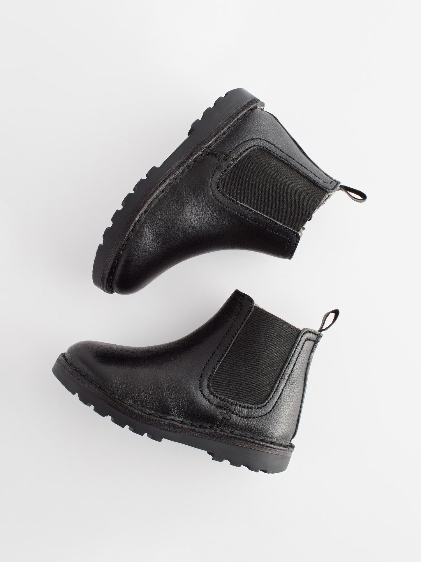 Black Wide Fit (G) Warm Lined Leather Chelsea Boots image 4