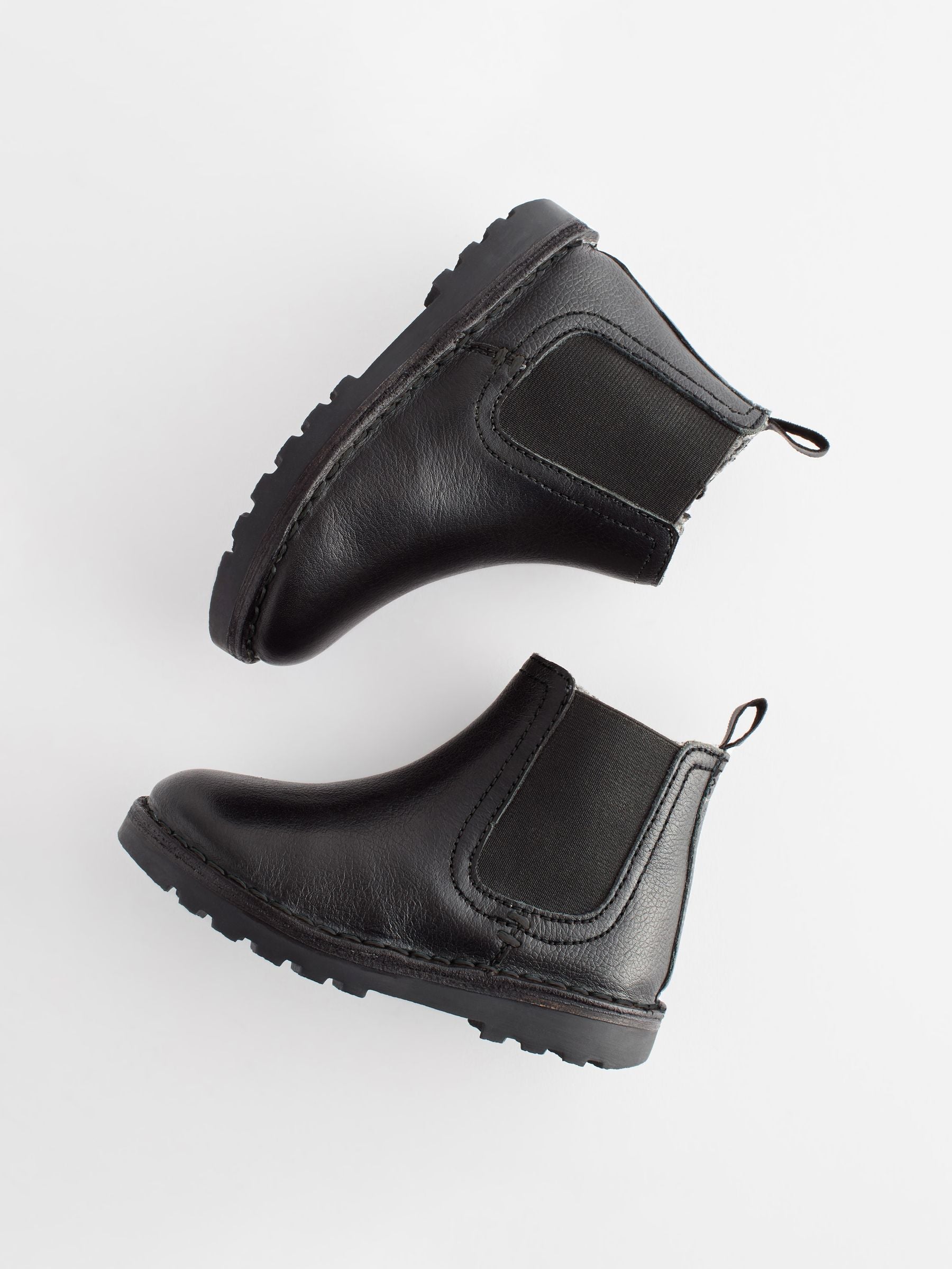 Black Wide Fit (G) Warm Lined Leather Chelsea Boots image 4