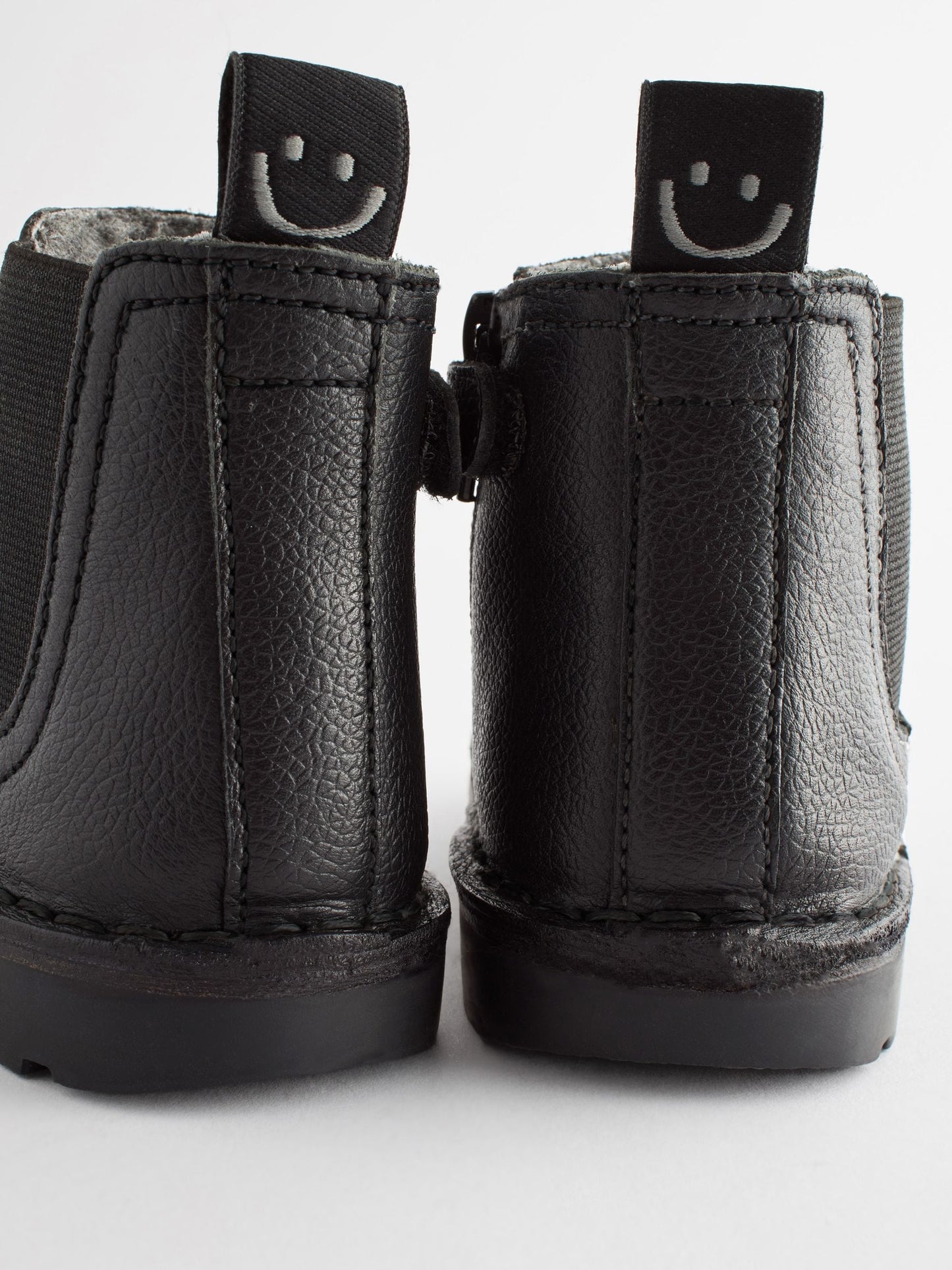 Black Wide Fit (G) Warm Lined Leather Chelsea Boots image 5