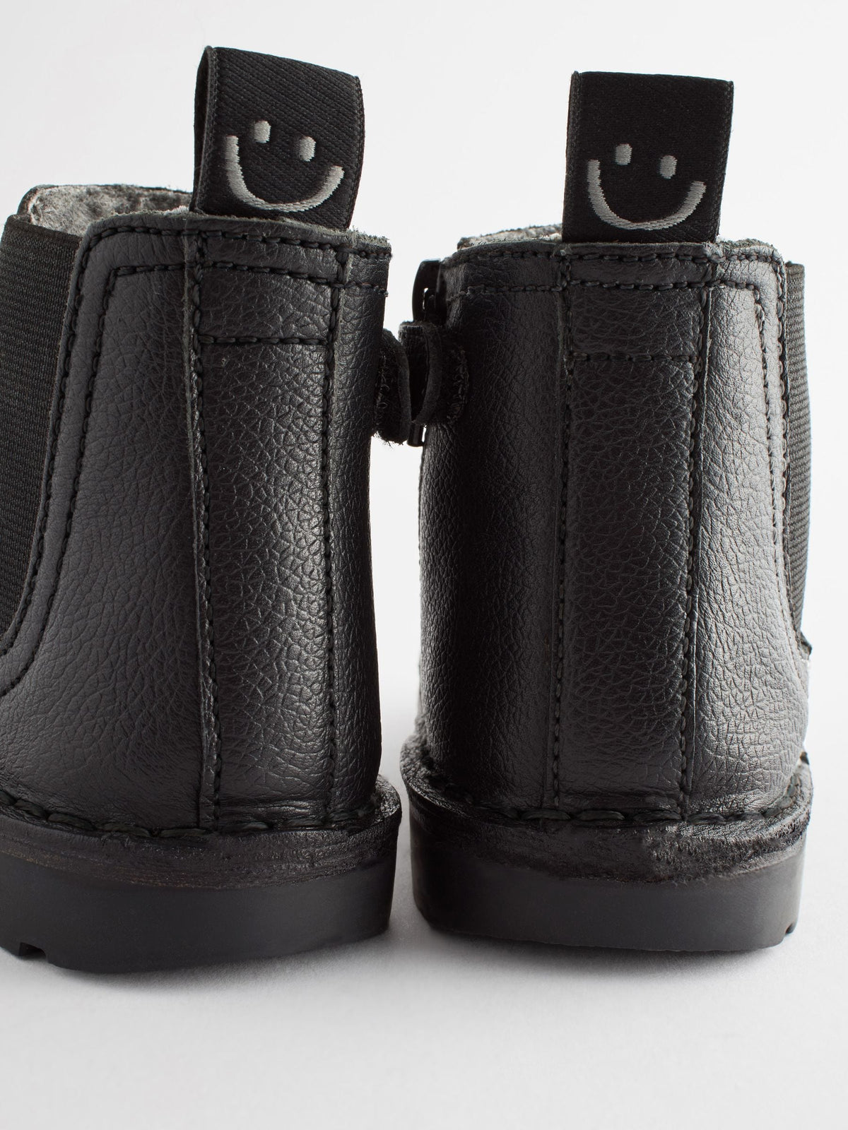 Black Wide Fit (G) Warm Lined Leather Chelsea Boots image 5