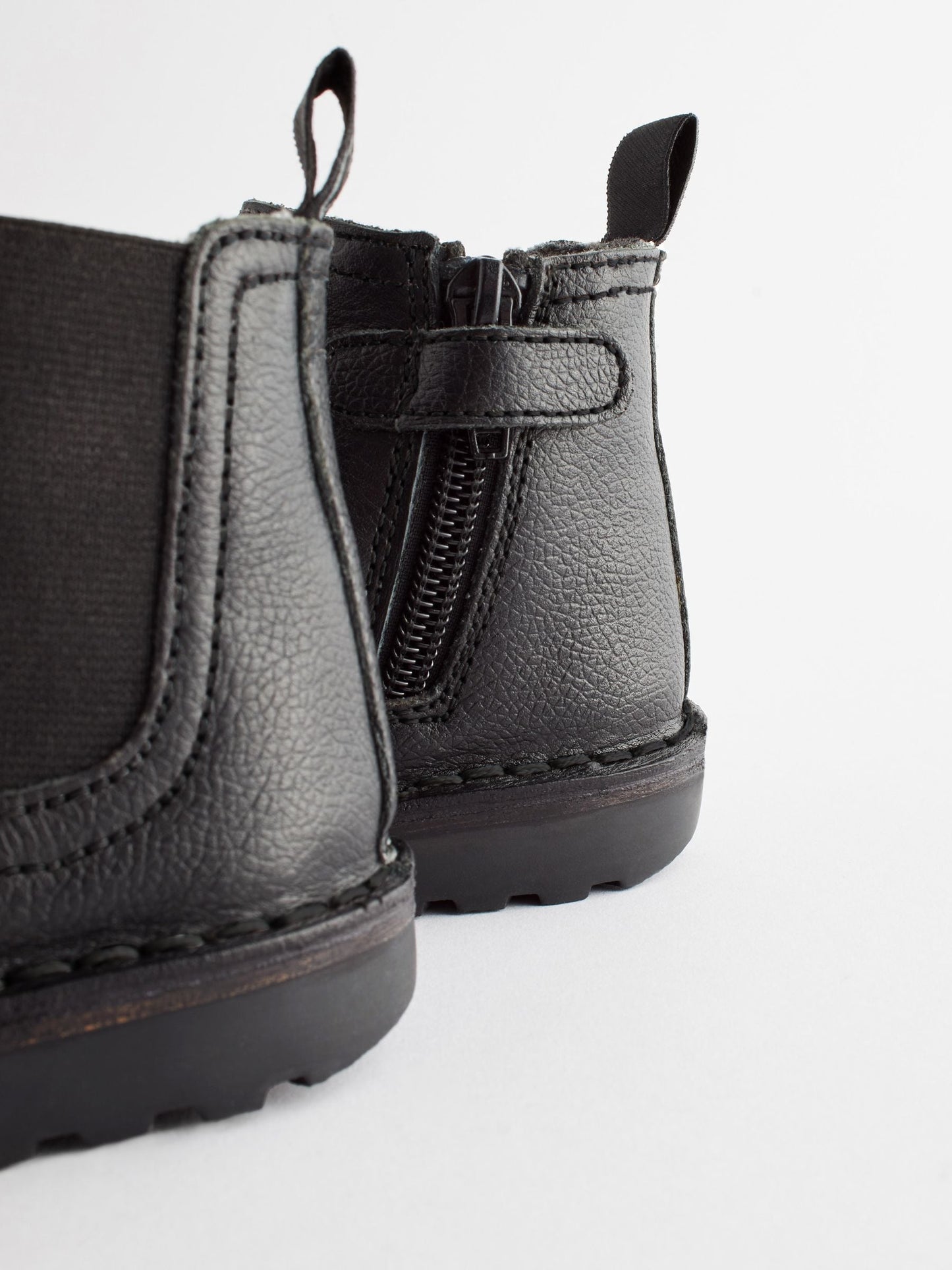 Black Wide Fit (G) Warm Lined Leather Chelsea Boots image 7