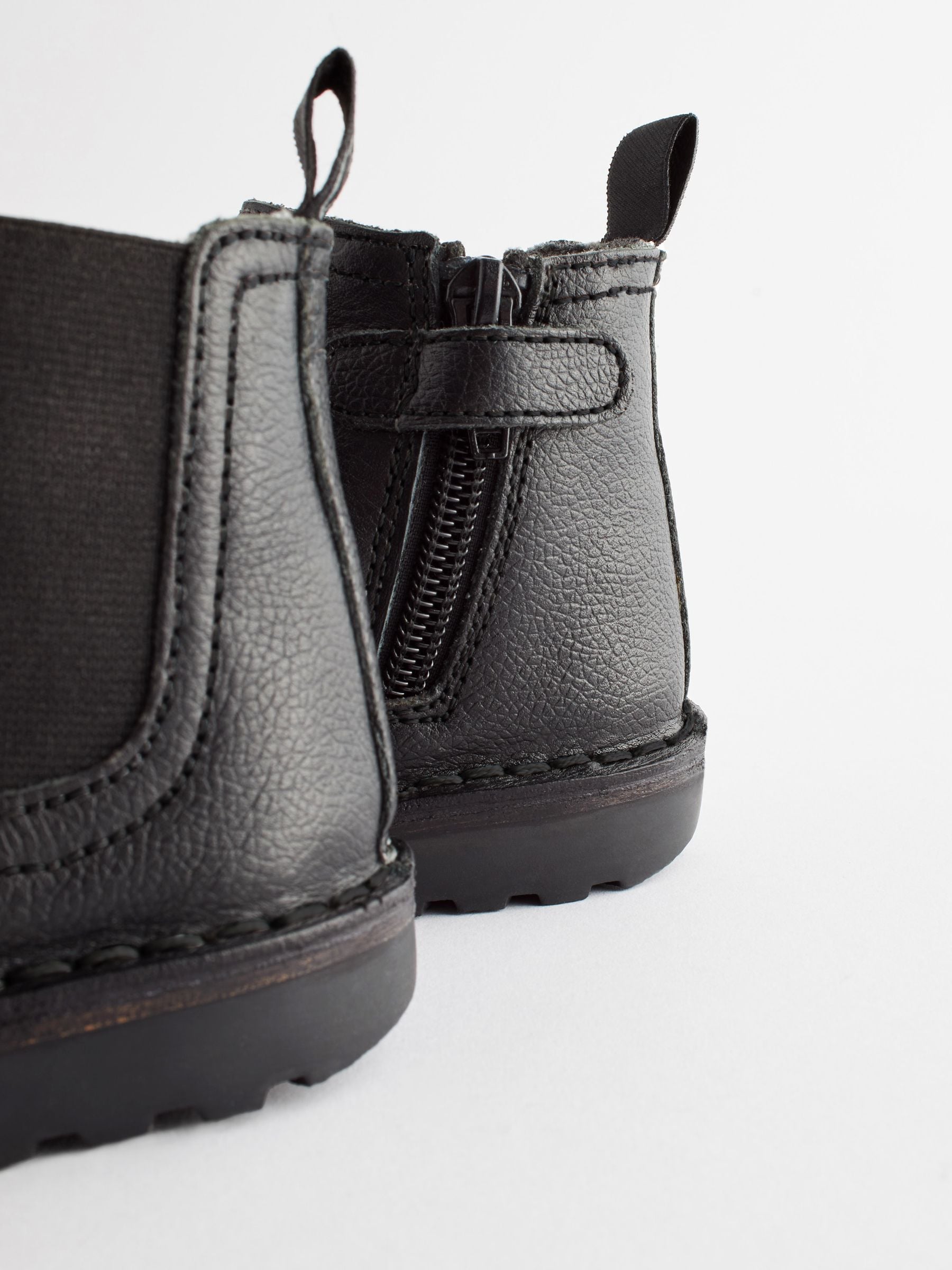 Black Wide Fit (G) Warm Lined Leather Chelsea Boots image 7