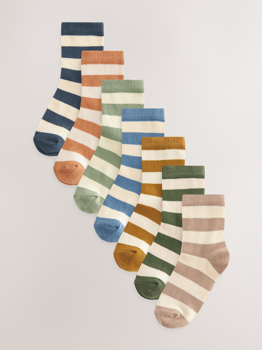Wide Stripe Cotton Rich Socks 7 Pack image 1