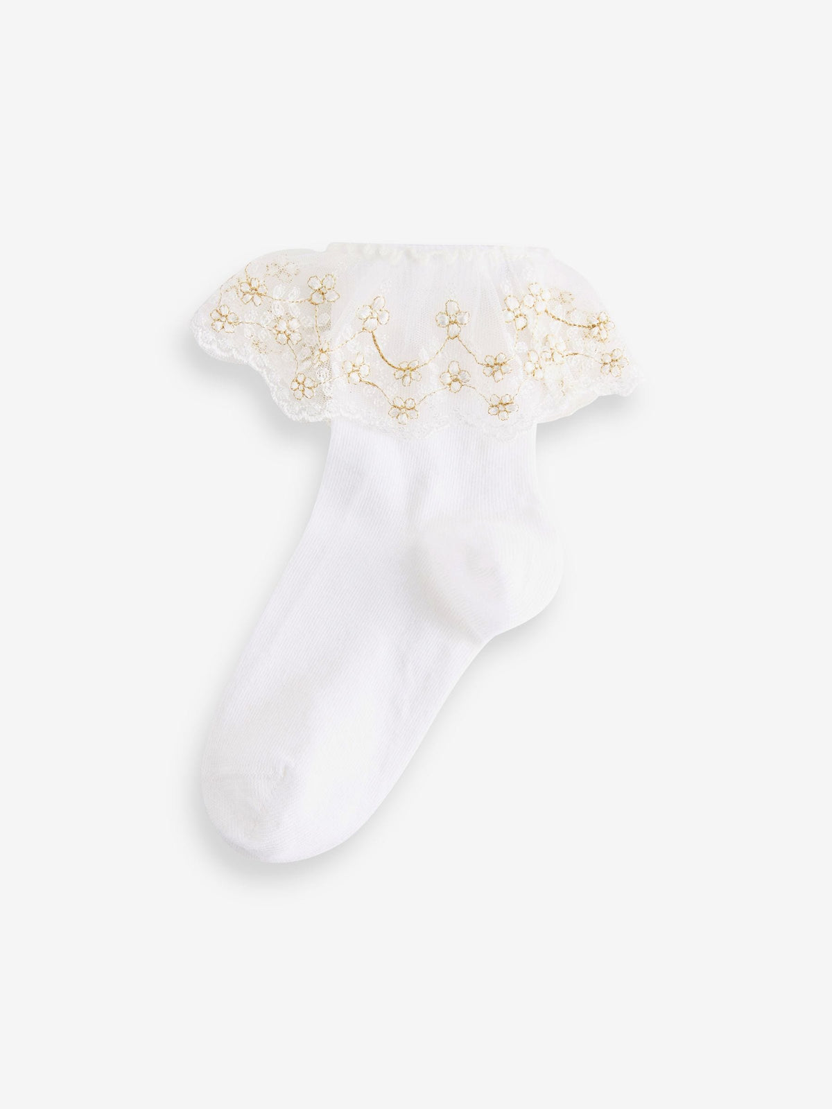 White 2 Pack Cotton Rich Flower Girl Ruffle Ankle Socks image 2