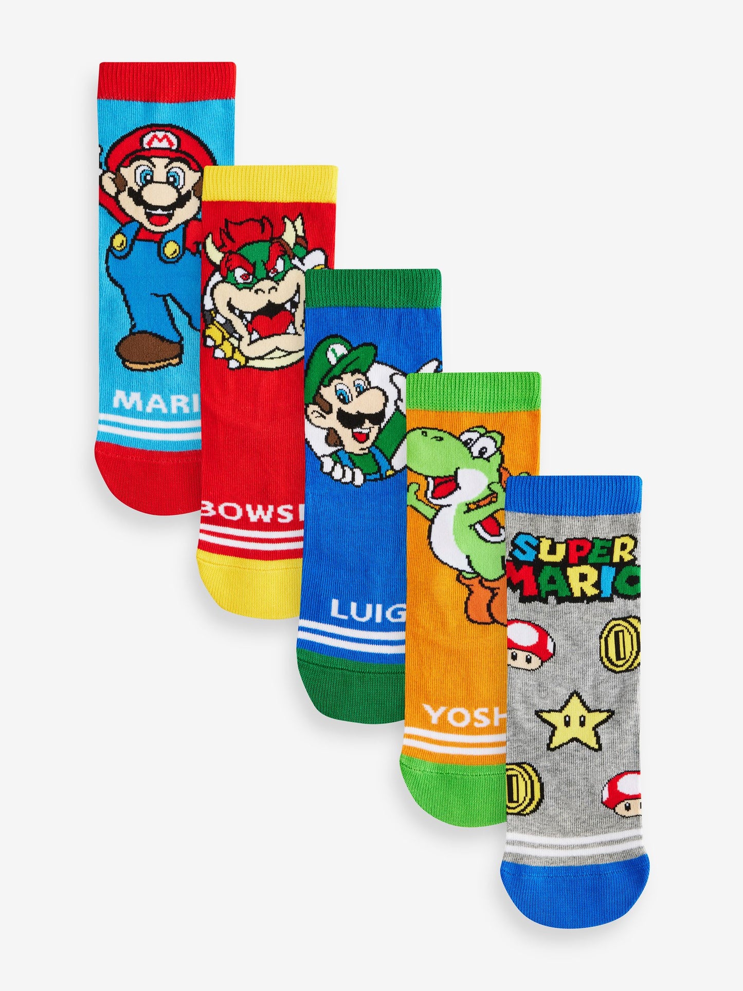 Dsiney Kidz - Super Mario Character Cotton Rich Socks 5 Pack image 1