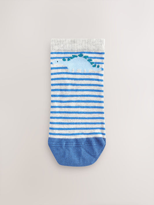 Blue Dinos Cotton Rich Trainer Socks 7 Pack image 3