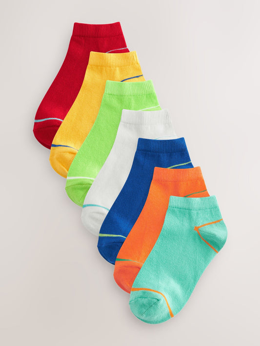 Rainbow Brights Cotton Rich Trainer Socks 7 Pack image 1