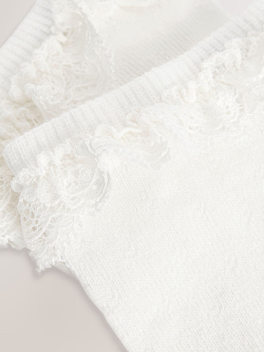 Cream 2 Pack Cotton Rich Ruffle Ankle Socks image 3