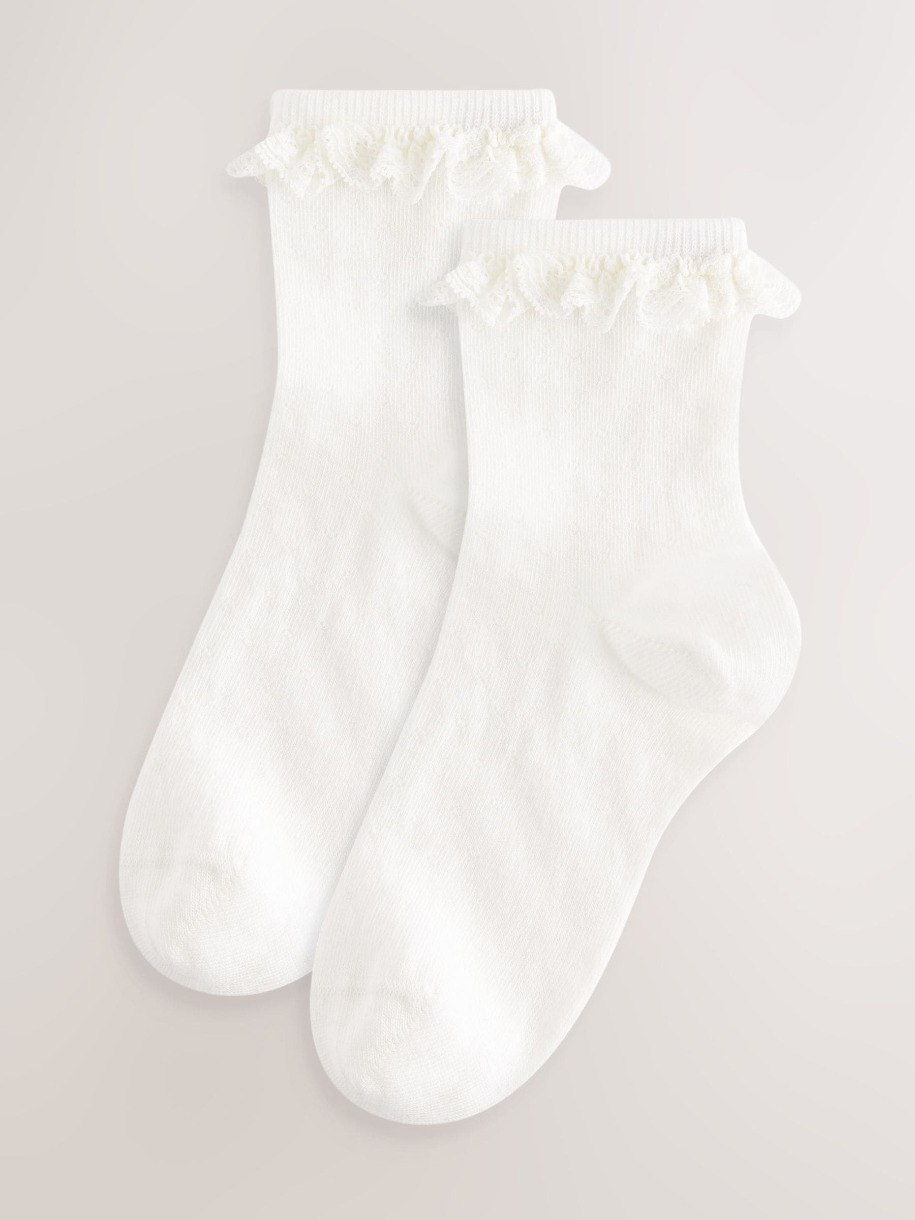 Cream 2 Pack Cotton Rich Ruffle Ankle Socks image 1