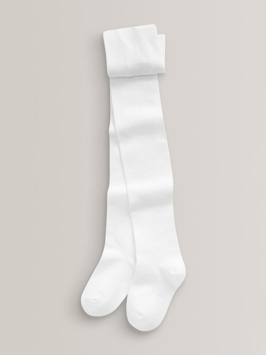 White Regular Length 3 Pack Cotton Rich School Tights image 3