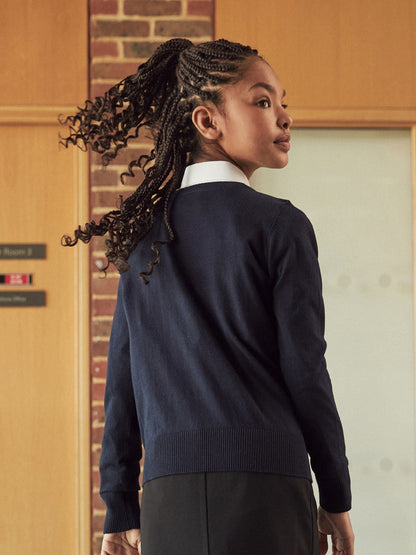 Dsiney Kidz - Navy Blue Cotton Rich School V-Neck Cardigan (3-16yrs) image 7