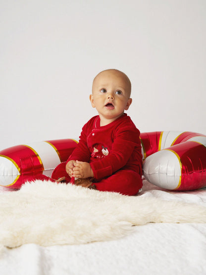 JoJo Maman Bébé Red Christmas Velour All-In-One - image 2