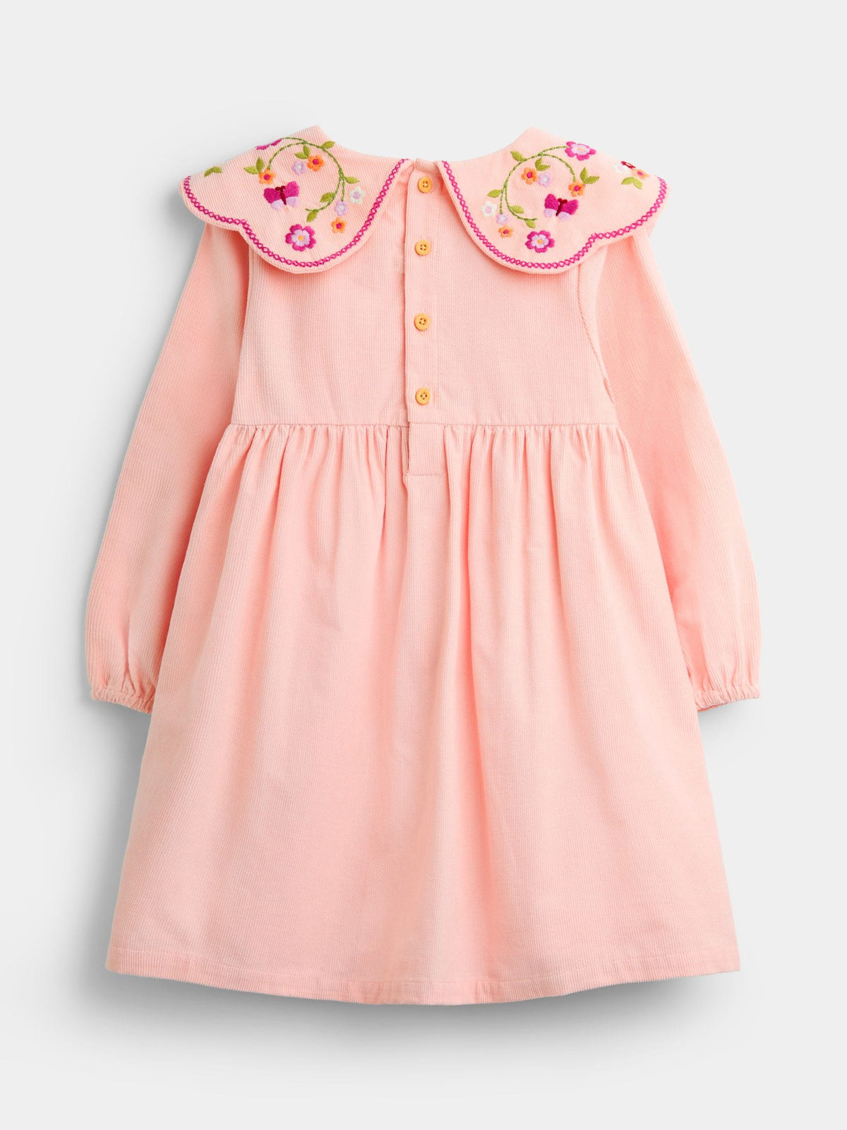 JoJo Maman Bébé Soft Pink Floral Embroidered Cord Collar Dress - image 2