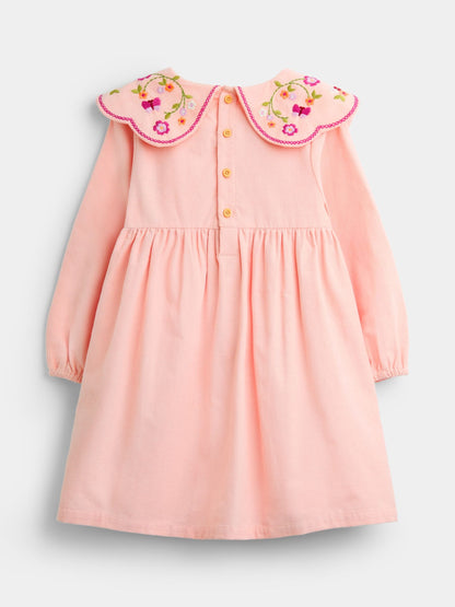 JoJo Maman Bébé Soft Pink Floral Embroidered Cord Collar Dress - image 2