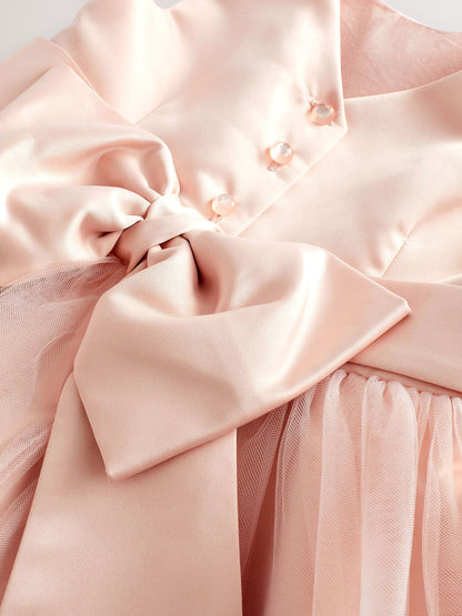 Pink Flower Girl Bow Dress (3mths-16yrs) image 2