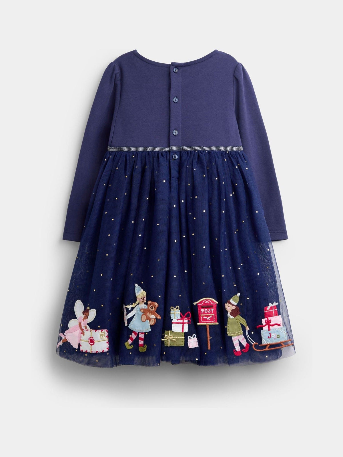JoJo Maman Bébé Navy Blue Elf & Fairy Appliqué Hem Combo Dress - image 2