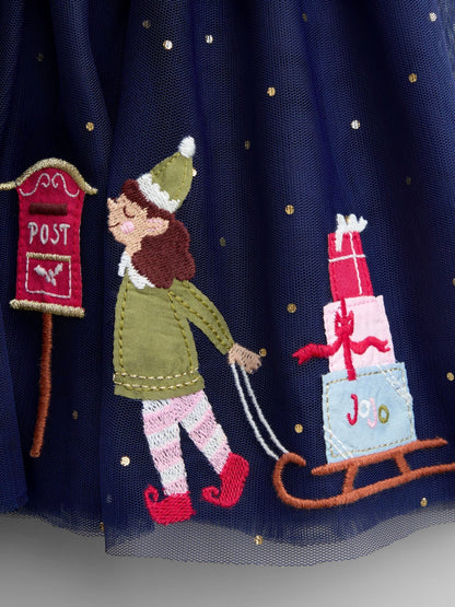 JoJo Maman Bébé Navy Blue Elf & Fairy Appliqué Hem Combo Dress - image 4